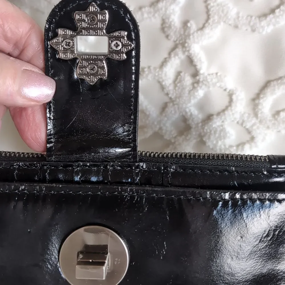 Patricia Nash 🖤 Black Patent Leather- Marene Twist Lock Wallet NWT